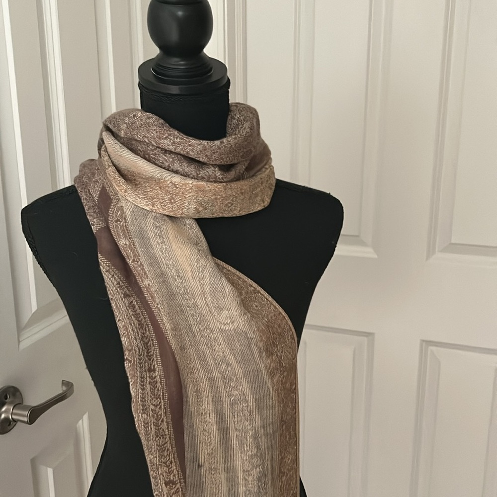 Beige boho scarf wide and long